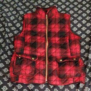 St. John's Bay Red and Black Quilted Plaid Kids Vest